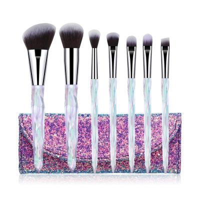 China Angular Blush Rainbow Banfi Low Moq 7pcs Crystal Wholesale Portable Make Up Brush Plastic Foundation Makeup Set Up Hair Red Synthetic Eyeshadow for sale