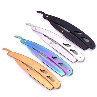 China Single Blade Stainless Steel Hair Eyebrow Beard Folding Barber Shaver Knife Tool Professional Barber Straight Edge Shaving Razor for sale