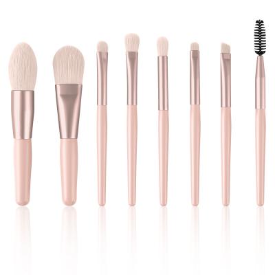 China Angular Blush Face Mini Makeup Fiber Brush Sets 8pcs Private Label Professional Beauty Cosmetic Set Brushes for sale