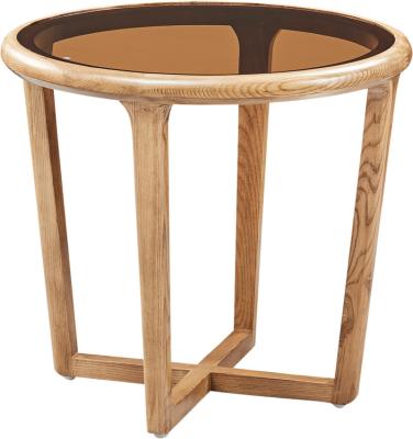 China Modern Luxury Round Coffee Table Wood Glass Living Room for sale