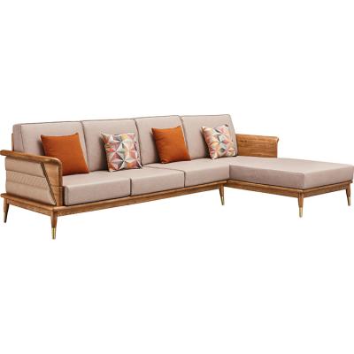 China Wooden Sofa Modern Home Furniture Modular Living Room L Shaped Sofa Set Leather Solid Sofa Set for sale