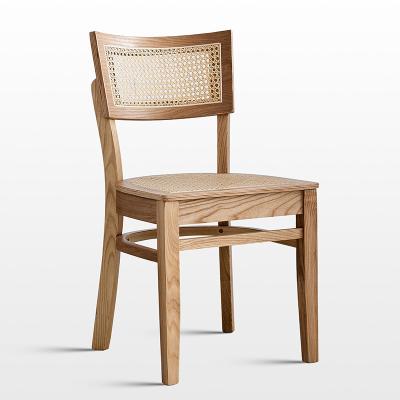 China Factory Price Modern Classic Style Wooden Dining Chairs Rattan Seat Durable Stackable Dining Chair for sale