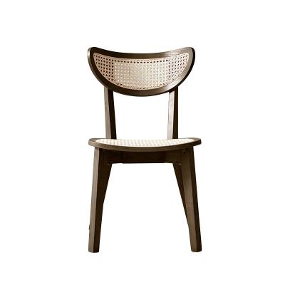 China Newest Nordic Modern Luxury Home Furniture Seat Rattan Wooden Strap Cane Backrest Dining Chair for sale