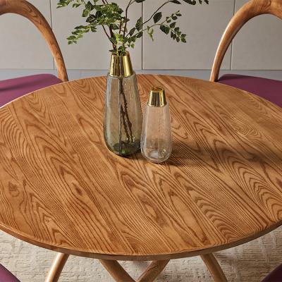 China High Quality Modern Vintage Ash Wooden Large Round Shape Dining Table Set Dining Room Furniture for sale