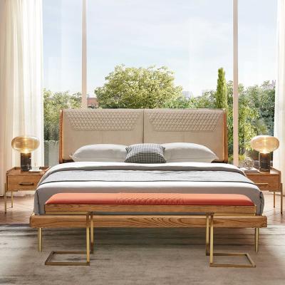 China Modern Manufacturers Selling Modern Single Walnut 1.8m Nordic Solid Wood Bed for sale