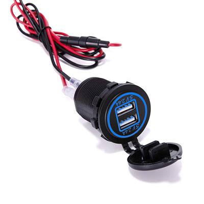 China Dual 5v 2.4a usb car charger socket rv boat trucke 12v marine usb charging outlet port for sale