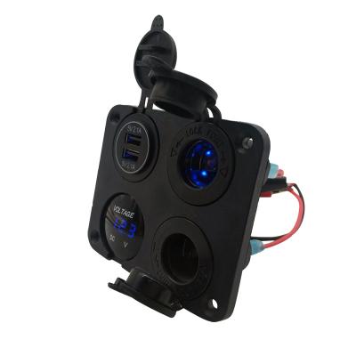 China Car Bus Motorcycle SUV Truck OEM 4 Band RV Truck 12v USB Outlet Dual Port Voltmeter Panel for sale