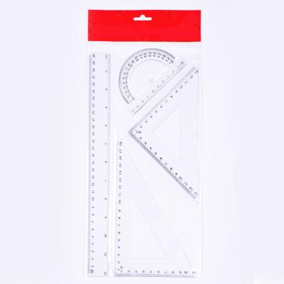 China Factory direct wholesale 4pcs 30cm school and office ruler set hot selling plastic ruler set for sale