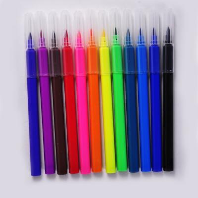 China Drawing Color Set B2C Kids Wholesale Drawing Color Set 12pcs Fiber Tip Watercolor Markers for sale