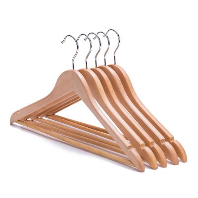 China Factory Price Good Quality Sturdy And Durable Natural Wooden Suit Hangers With Anti Slip Bar for sale