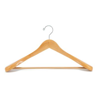 China Personalied quality hot availabble premium quality extra shoulder wooden custom clothes suit hangers for hotel for sale