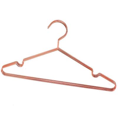 China Anti Wire Rose Gold Hanger Wholesale XunZe Metal Slip Shiny Rose Gold Copper Metal Wire Kids Hangers 13 Inch for sale