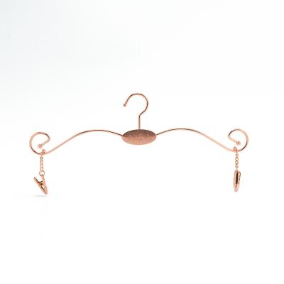 China XunZe Hot Sale Rose Gold Copper Metal Underwear Eco-friendly Material Bra Hanger With Double Clips for sale