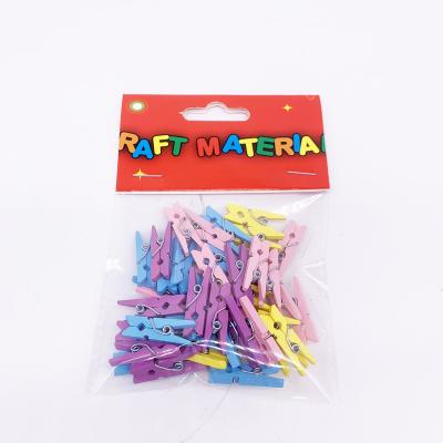 China Europe Wholesale 25mm 25mm Decor 48pcs Clip Decor Wooden Pastel Wood Pastel Clothespin Clothespin For Photo Hanging Diy Wooden Crafts Display Peg Toy for sale