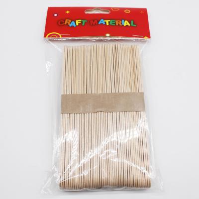 China 150mm Child DIY Safety Sustainable Use Natural Color Ice Popsicle Sticks Wooden Jumbo Ice Cream Spoon Craft Sticks for sale