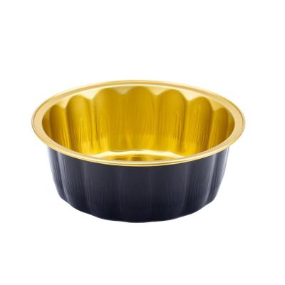 China Baking Round Shaped Tray Food Pan Aluminum Foil Colorful Microwavable Baking Containers for sale