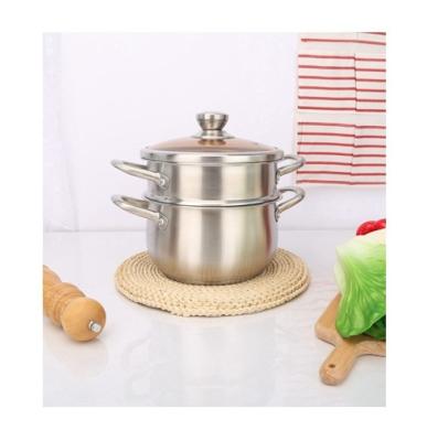 China Durable Double Layer Custom Steamer Large Stock Stainless Steel Soup Pot For Cooking for sale