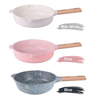 China Minimalist Wholesale Aluminum Non Stick Wok Wood Handle Non Stick Frying Pan Non Stick Pan for sale