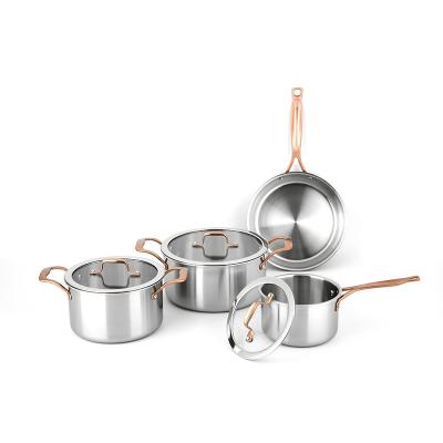 China Sustainable Kitchen Cookware Pots And Pans Cookware Sets Stainless Steel Kitchenware Cookware Set 7pcs for sale