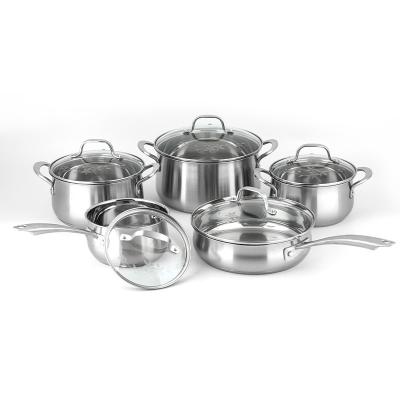 China High Quality 10pcs Sustainable Cooking Pots Non Stick Pots Non Stick Cookware Sets Stainless Steel Casserole Kitchen Cookware Set for sale