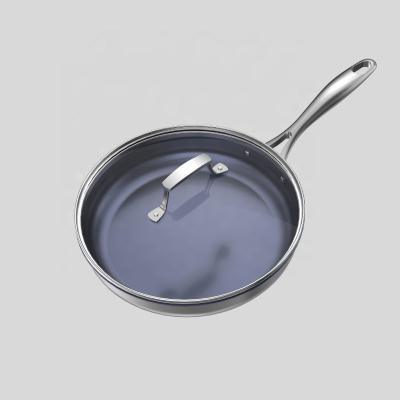 China Contemporary Healthy Bacteriostatic Titanium Alloy Stainless Steel Frying Pan With Lid Is Easy To Clean for sale