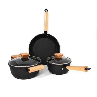 China Non-stick Frying Pan Soup Pot Five-Piece Cookware Sets Iron Minimalist Cookware Set for sale