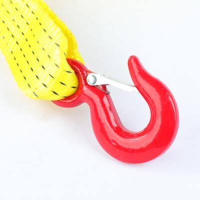 China Polyester 50mm 5m 8ton double hook trailer rope thickened polyester trailer with tow strap for emergency vehicles for sale