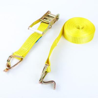 China Goods Transportation 50mm heavy duty lashing belt tie down swan hook ratchet cargo straps for sale