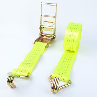 China Goods Transportation Wholesale 4 inch 10000kg cargo lashing strap tension belts tie down load ratchet strap for sale