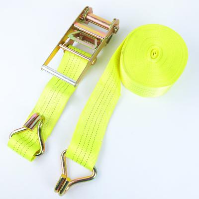 China Goods Transportation Customized logo 4 inch cargo straps heavy duty 100mm ratcheting tie down strap ratchet belt for sale