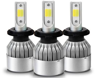 China Cheapest C6 aluminum h4 led headlight double beam yellow and white auto lighting system h4 36w 3800LM/Lamp COB chip led double color h4 for sale