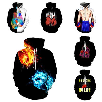 China Anti-wrinkle Spring Clothing Men Cool Hoodie Fashion Print Novelty Pullover Boxing Sweatshirt With Front Pocket New 2022 QJ for sale