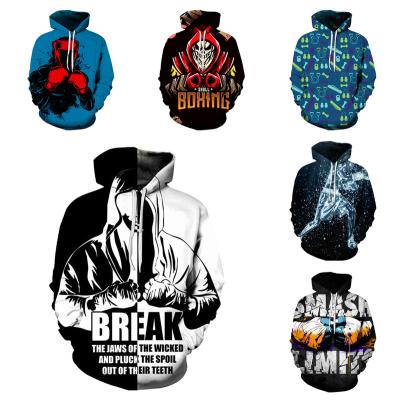 China New Anti-wrinkle Autumn Clothing Men Cool Hoodie Fashion Print Novelty Pullover Boxing Sweatshirt With Front Pocket 2022 QJ for sale