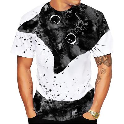 China new Anti-wrinkle men's t-shirts men printed t-shirt cute cat t-shirt custom t-shirt stylish short sleeve printed anime clothing M for sale