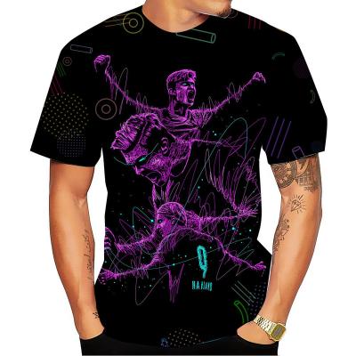 China New Men's T-shirts Anti-wrinkle Men's Printed T-shirt Soccer T-shirt Custom T-shirt Stylish Short Sleeve Printed Anime Clothing ZQ for sale