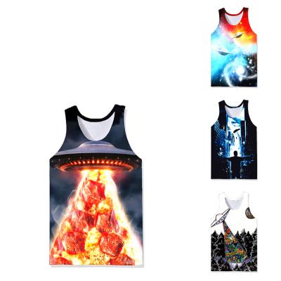 China New QUICK DRY Mens Tank Tops Printed Spaceship Pattern Tank Tops Tank Tops Gym Casual Stylish Sleeveless Alien 2022 FC Custom Vest for sale