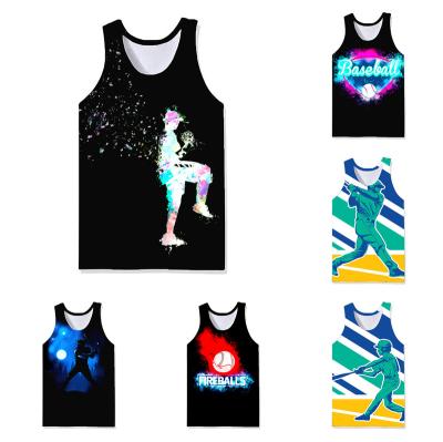 China New QUICK DRY Mens Tank Tops Printed Casual Stylish Sleeveless Custom Vest 2022 Bq Baseball Pattern Tank Tops Tank Tops Gym for sale