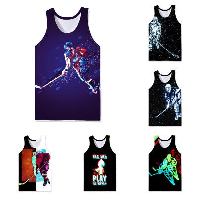 China QUICK DRY Mens Beach Tops Mens Printed Sleeveless Stylish Casual Custom Vest 2022 Bq Pebble Pattern Tank Tops Gym Vest for sale