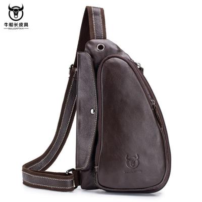 China Fashion BULL CAPTAIN Brand Name High Quality Leisure Genuine Leather MINI Men Sling Chest Bag for sale