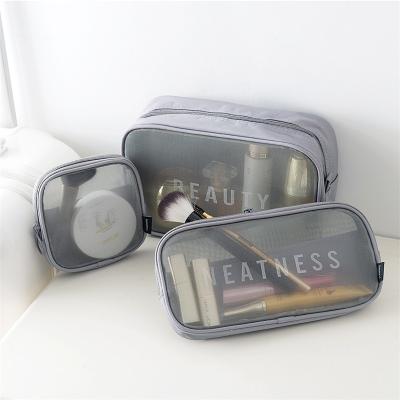 China Portable Women Mesh Wash Make Up Bags Korean Fashion Travel Storage Bag Transparent Mini Cosmetic Bag Small for sale