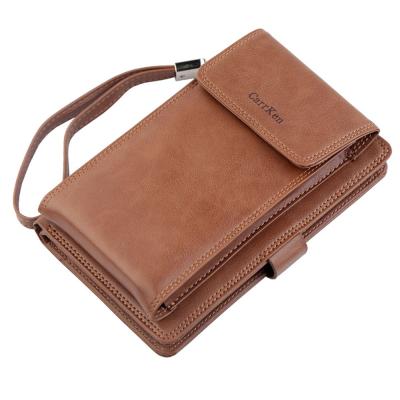 China National Multi-Functional Stand Men's Mobile Phone Leather Phone Grip PU Hand Wallet Gentlemen Pinch for sale