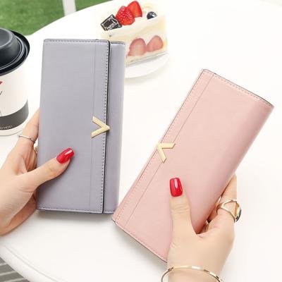 China Waterproof 2021 Fashion Women PU Leather Long Lady High Quality 3 Fold Hand Purse Wallets for sale