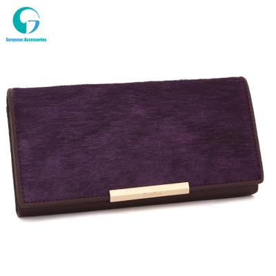 China Fashoion Cowhide Leather Horse Hair Large Capacity Women Wallet Elegant High Quality Long Purse for sale