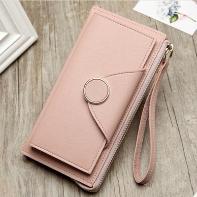 China Cheap Large Capacity Ladies Card Holder Fashionable PU Leather Wallets Long Logo Women Purse Custom Made for sale