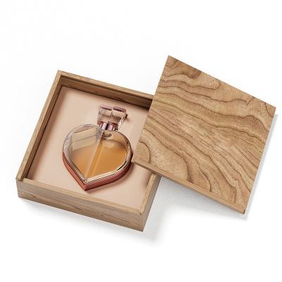 China Wooden Biodegradable Custom Perfume Drawer Style Cosmetic Packaging Gift Box With Black UV Coating for sale