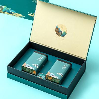 China Custom Luxury Recycled Materials Flip Magnetic Tea Set Gift Box With High End Tea Tin Box Paper Packaging Box for sale