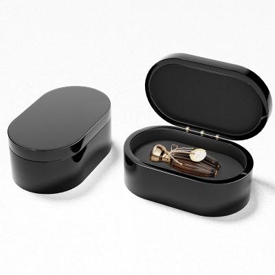 China Biodegradable Custom High End Wooden Flip Gift Cosmetic Perfume Packaging Gift Box With Black EVA Fillings for sale