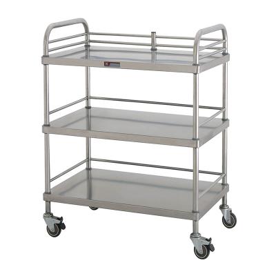 China Mobile Foot Board Clinic 3 Layers Medical Treatment Tray Trolleys SS 316 for Hospital Equipment for sale