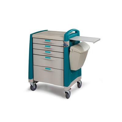 China Modern Hot Selling China Medicine Trolley System 5 Drawers ABS Modern Auto Locking Hospital Blue Medicine Trolley for sale