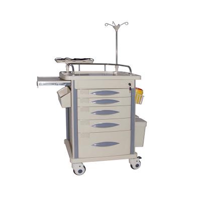 China Modern Cheap Luxury ABS Plastic Durable Medical Emergency Crash Trolley Trolley With Drawer For Hospital for sale